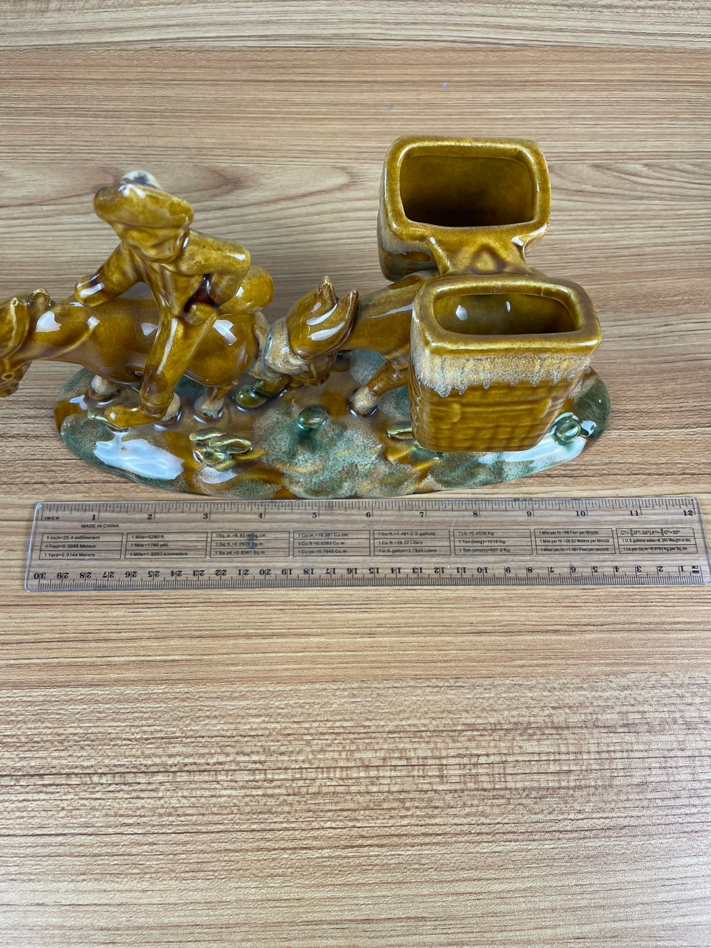 ROYAL HAEGER ART POTTERY PROSPECTOR WITH MULES PLANTER MATCH HOLDER 1940S