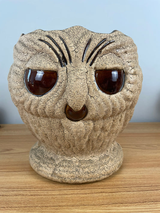 Royal Haeger Art Pottery Very Large Owl Planter Brown Sand Finish Glaze