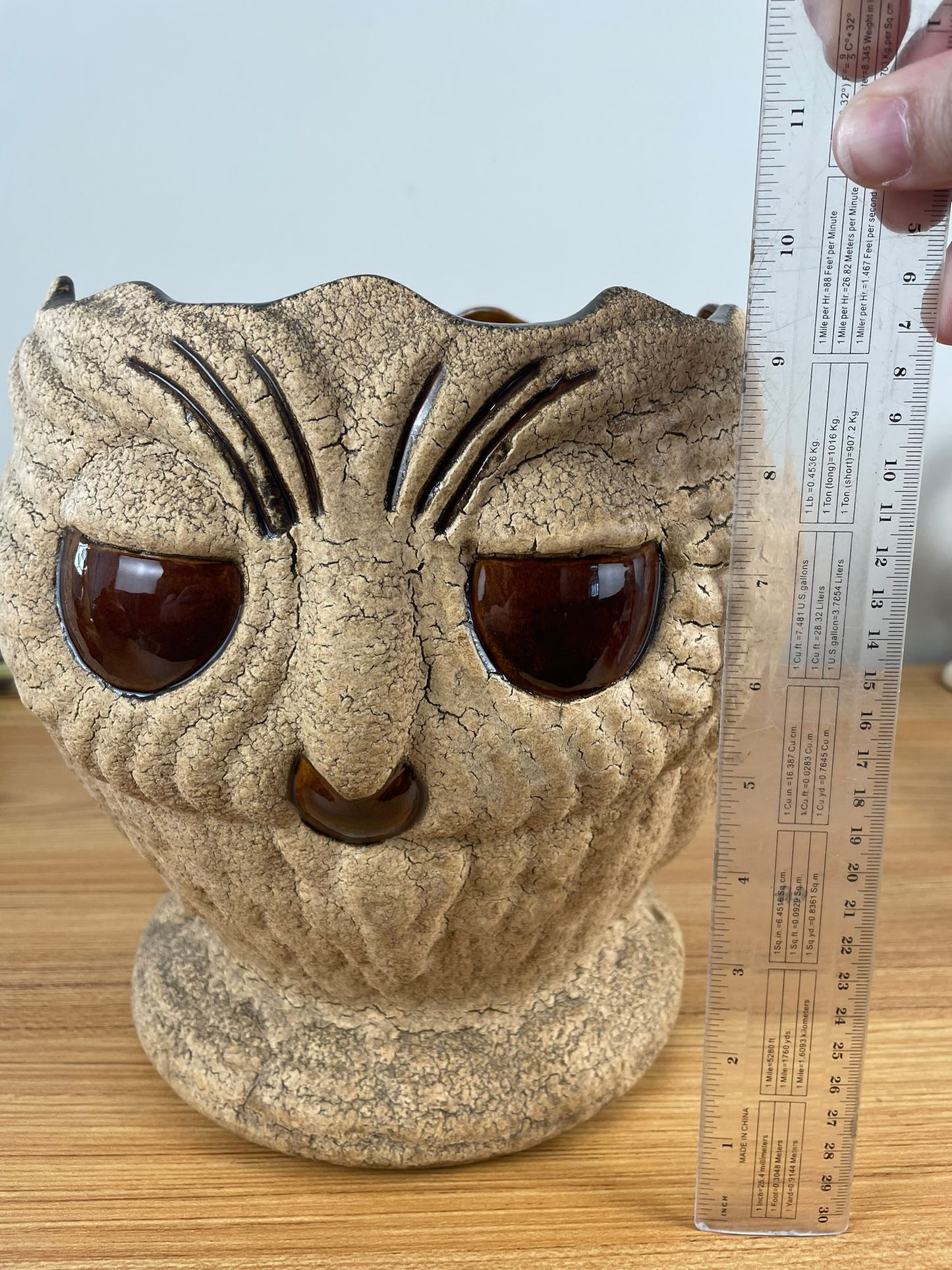Royal Haeger Art Pottery Very Large Owl Planter Brown Sand Finish Glaze