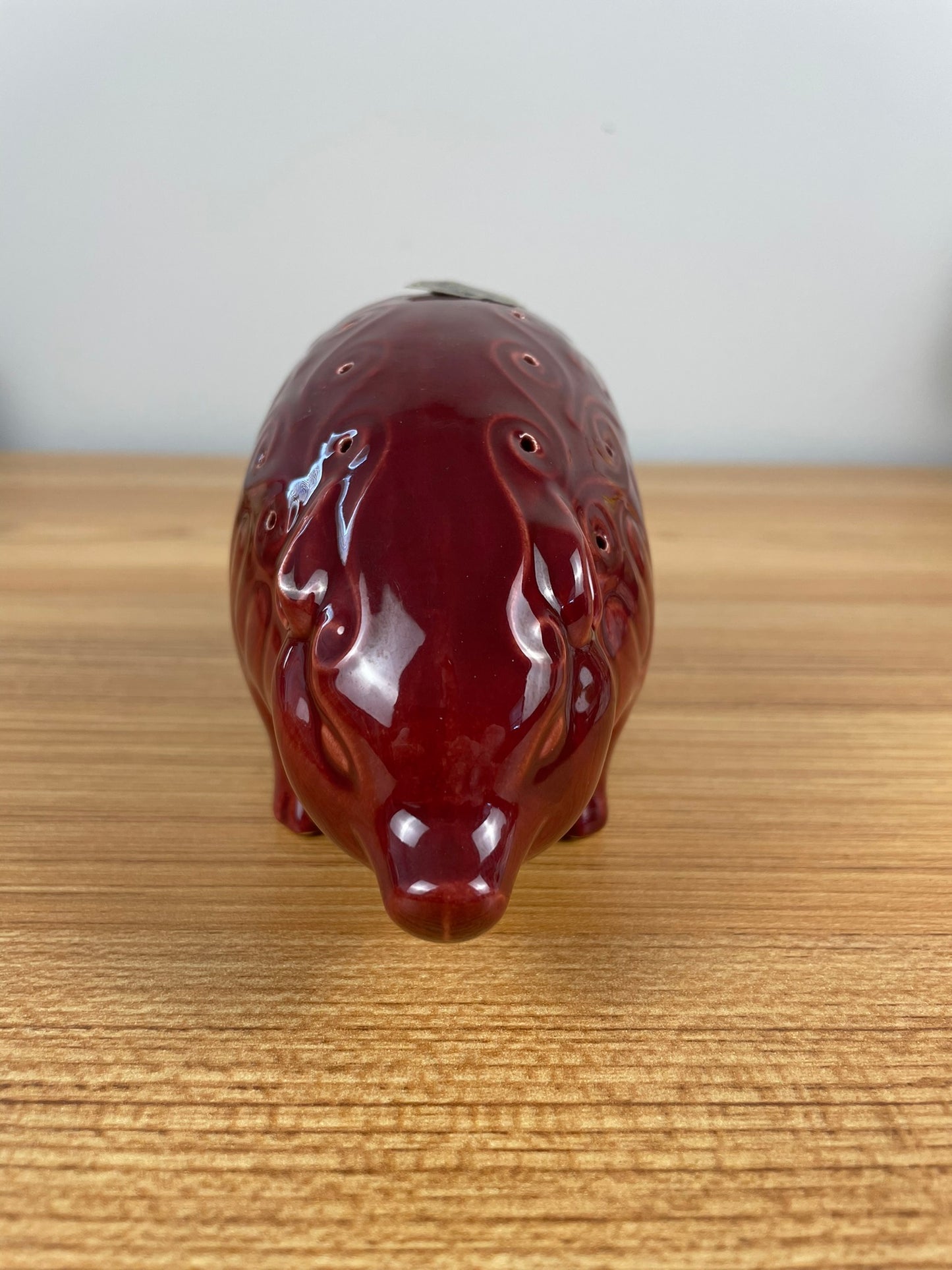 BEVAN KILNS 1950s RED PIG-SHAPED HORS D'OEUVRE SERVER-SIERRA MADRE, CALIF