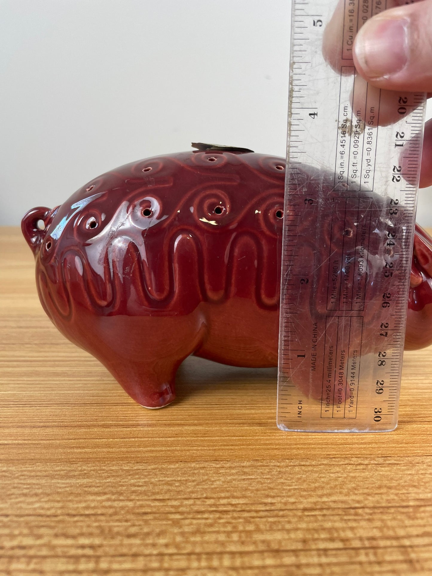 BEVAN KILNS 1950s RED PIG-SHAPED HORS D'OEUVRE SERVER-SIERRA MADRE, CALIF