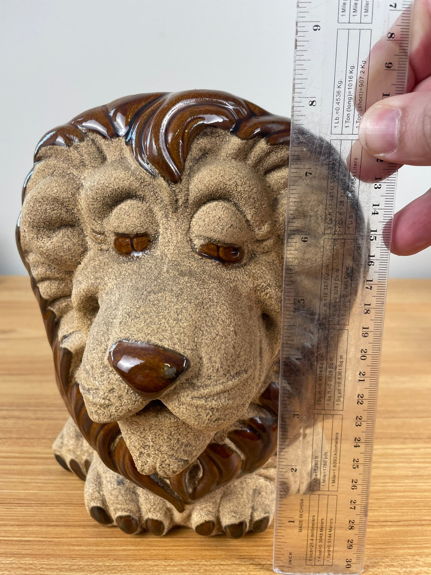 ROYAL HAEGER LION PLANTER Ceramic Pot Plant Holder Brown Sand Glaze