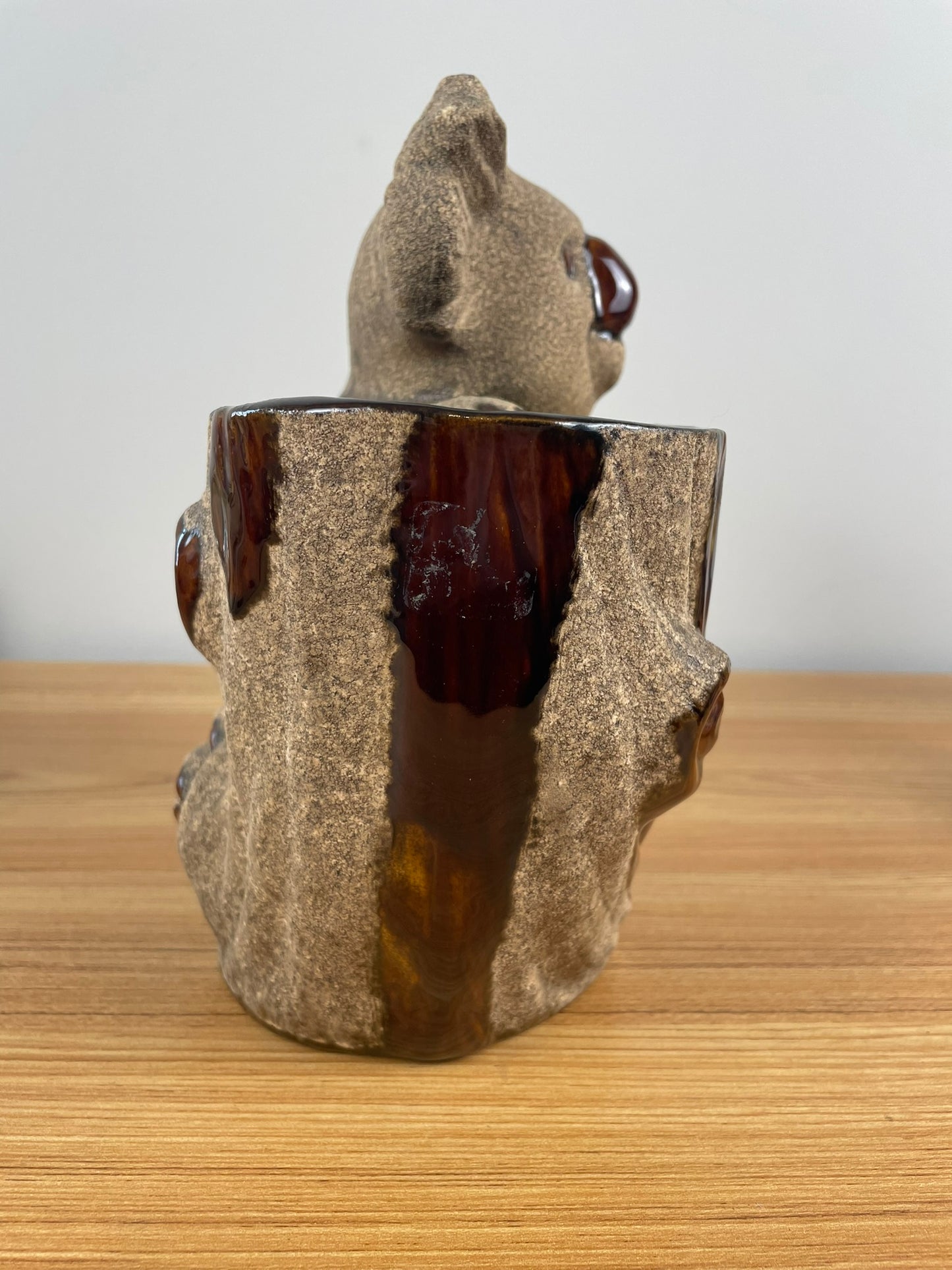 Royal Haeger 1970's Koala Bear Tree Stump Sandstone Planter Vase