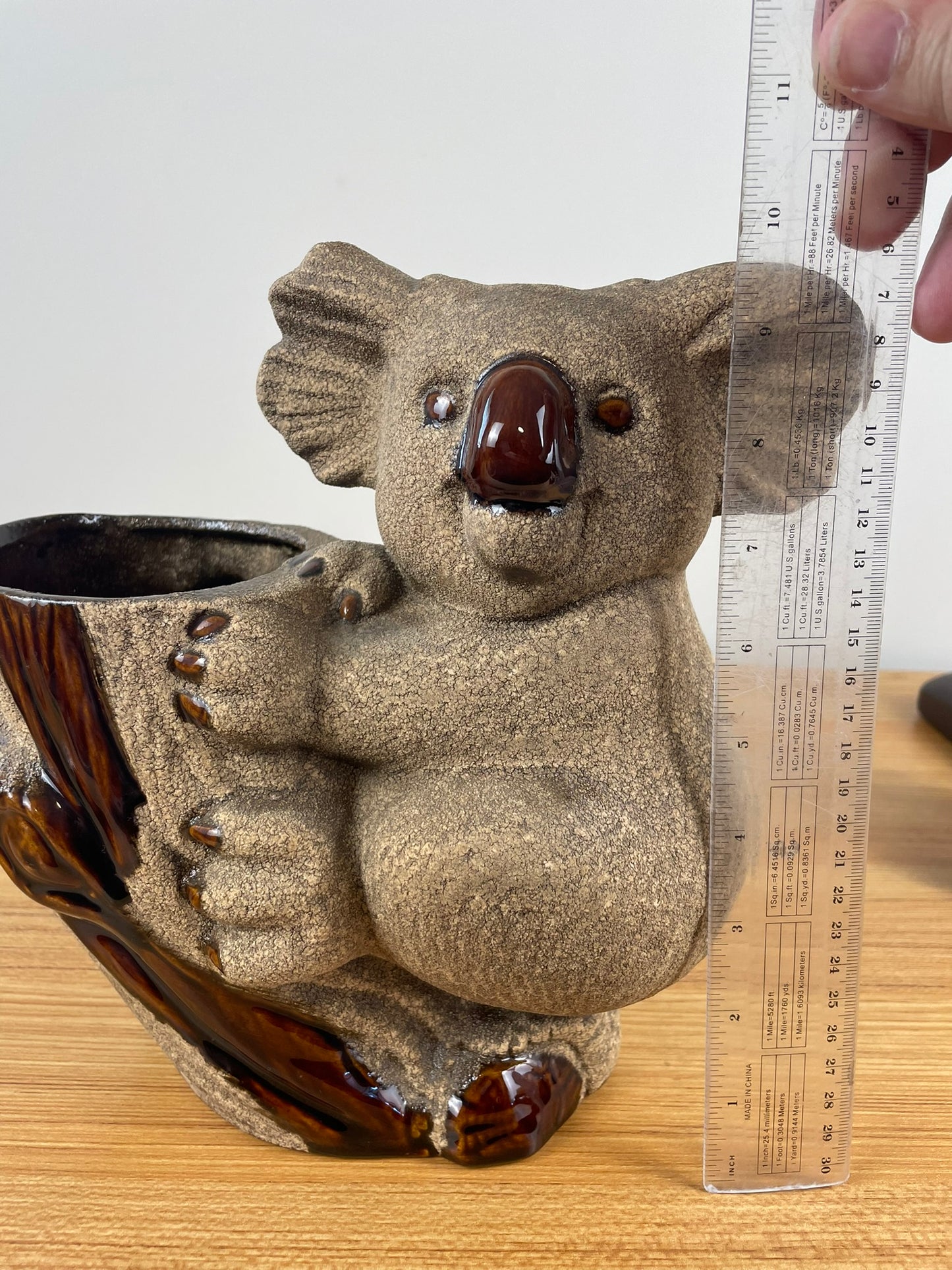 Royal Haeger 1970's Koala Bear Tree Stump Sandstone Planter Vase