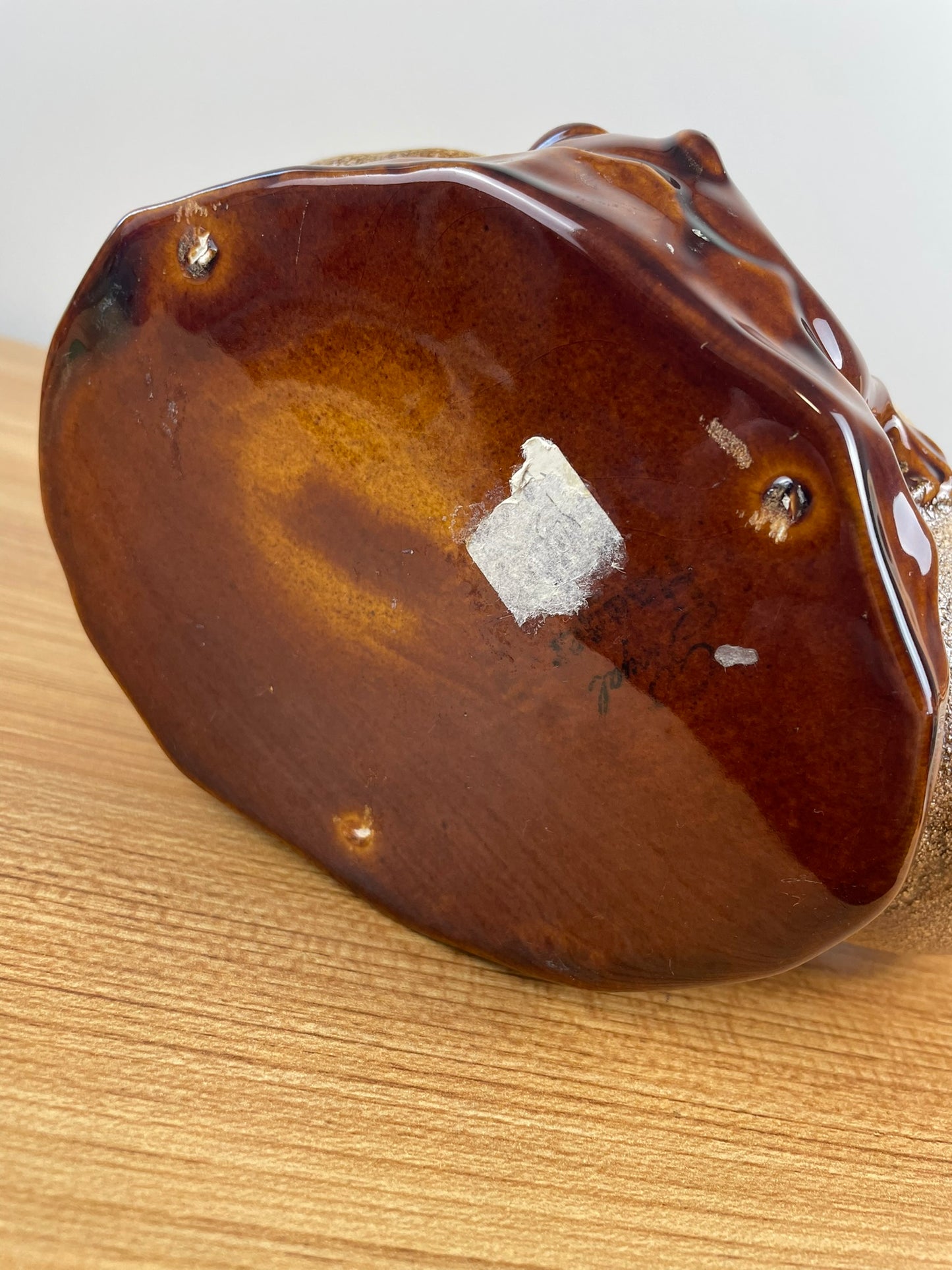 Royal Haeger Whale & Baby Planter Mid-Century Bennington Sand & Brown Glaze USA
