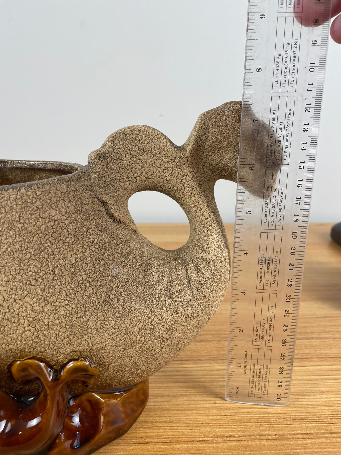 Royal Haeger Whale & Baby Planter Mid-Century Bennington Sand & Brown Glaze USA