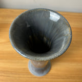 Cliftwood Illinois Art Pottery Purple Blue Glaze Large 9.5" Trumpet Vase