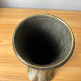 Thulin Studio Belgium Pottery #163 Red Green Crystalline Drip 10" Vase