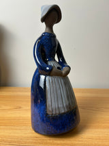 Elsi Bourelius Jie Verkstad Sweden MCM Bud Vase Figurine Blue Ceramic Woman