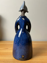 Elsi Bourelius Jie Verkstad Sweden MCM Bud Vase Figurine Blue Ceramic Woman