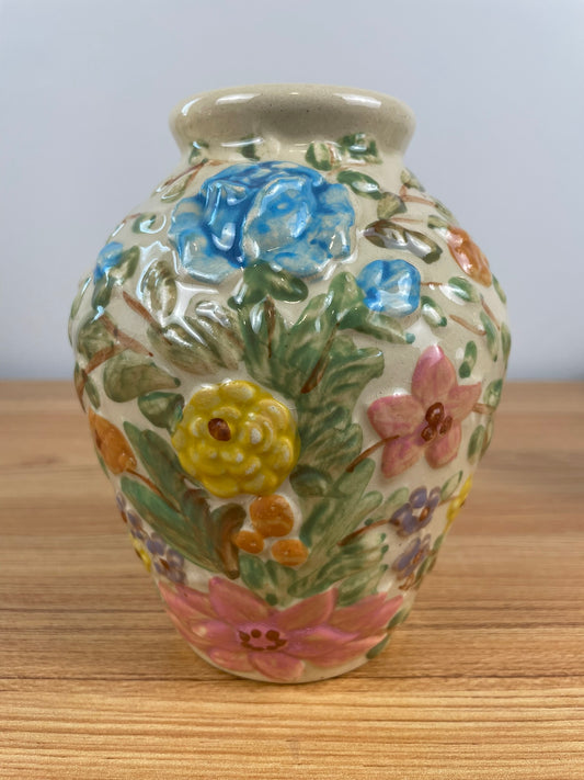 Dorothy Archer Rare Signed Robinson Ransbottom Lucia Oil Jar Floral Vase 6"