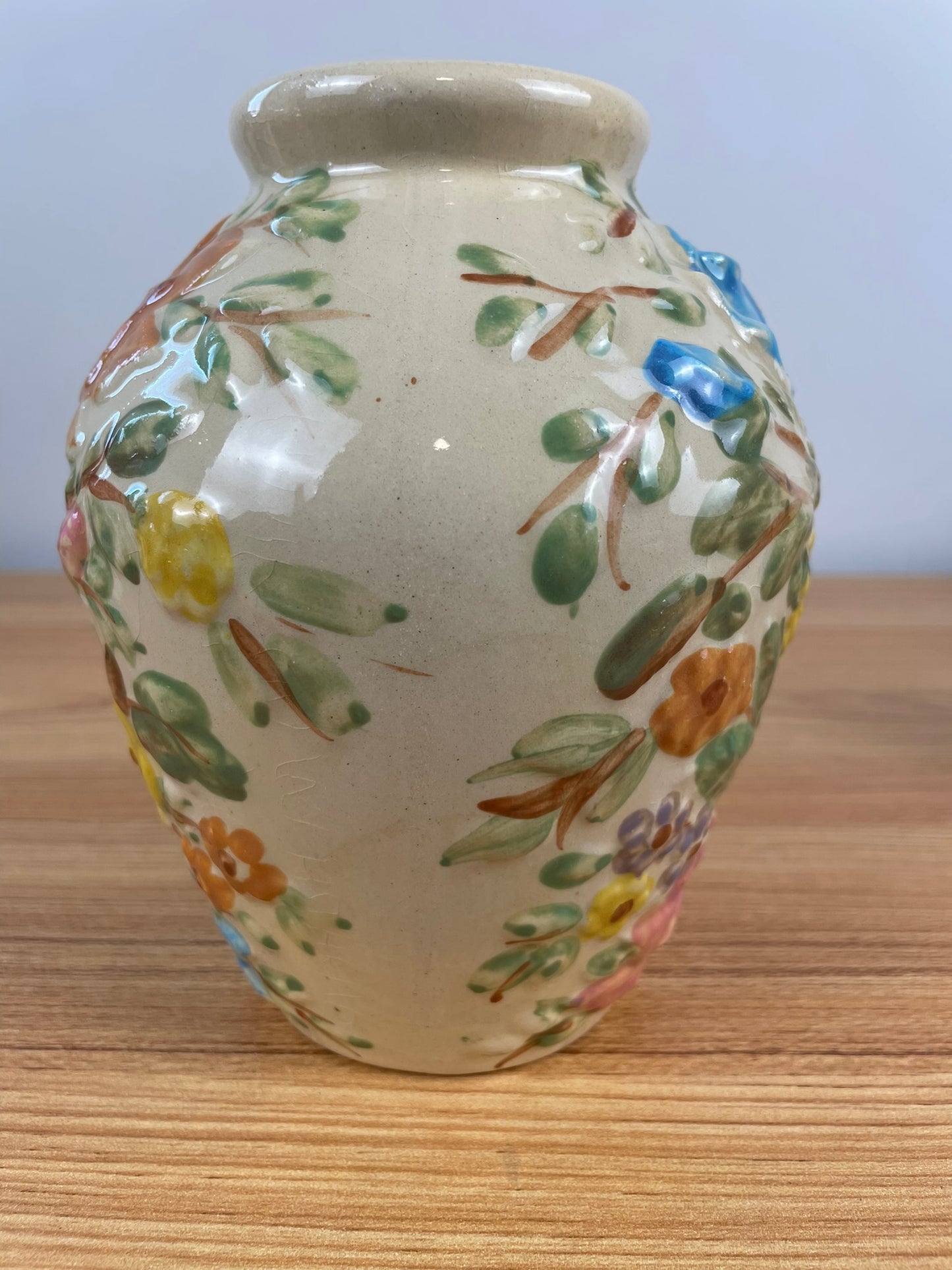 Dorothy Archer Rare Signed Robinson Ransbottom Lucia Oil Jar Floral Vase 6"