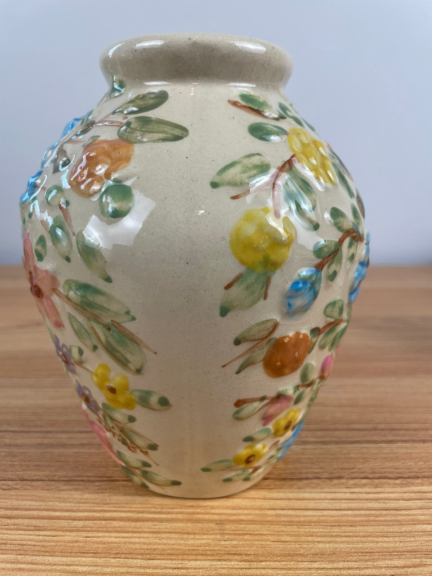 Dorothy Archer Rare Signed Robinson Ransbottom Lucia Oil Jar Floral Vase 6"