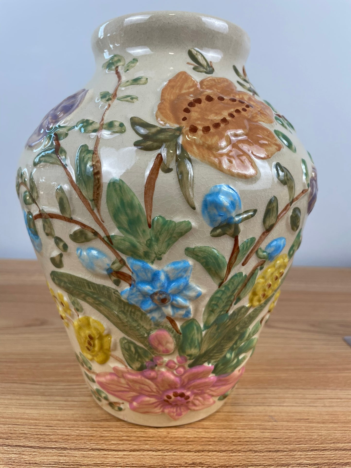 Dorothy Archer Rare Signed Robinson Ransbottom Lucia Oil Jar Floral Vase 8"