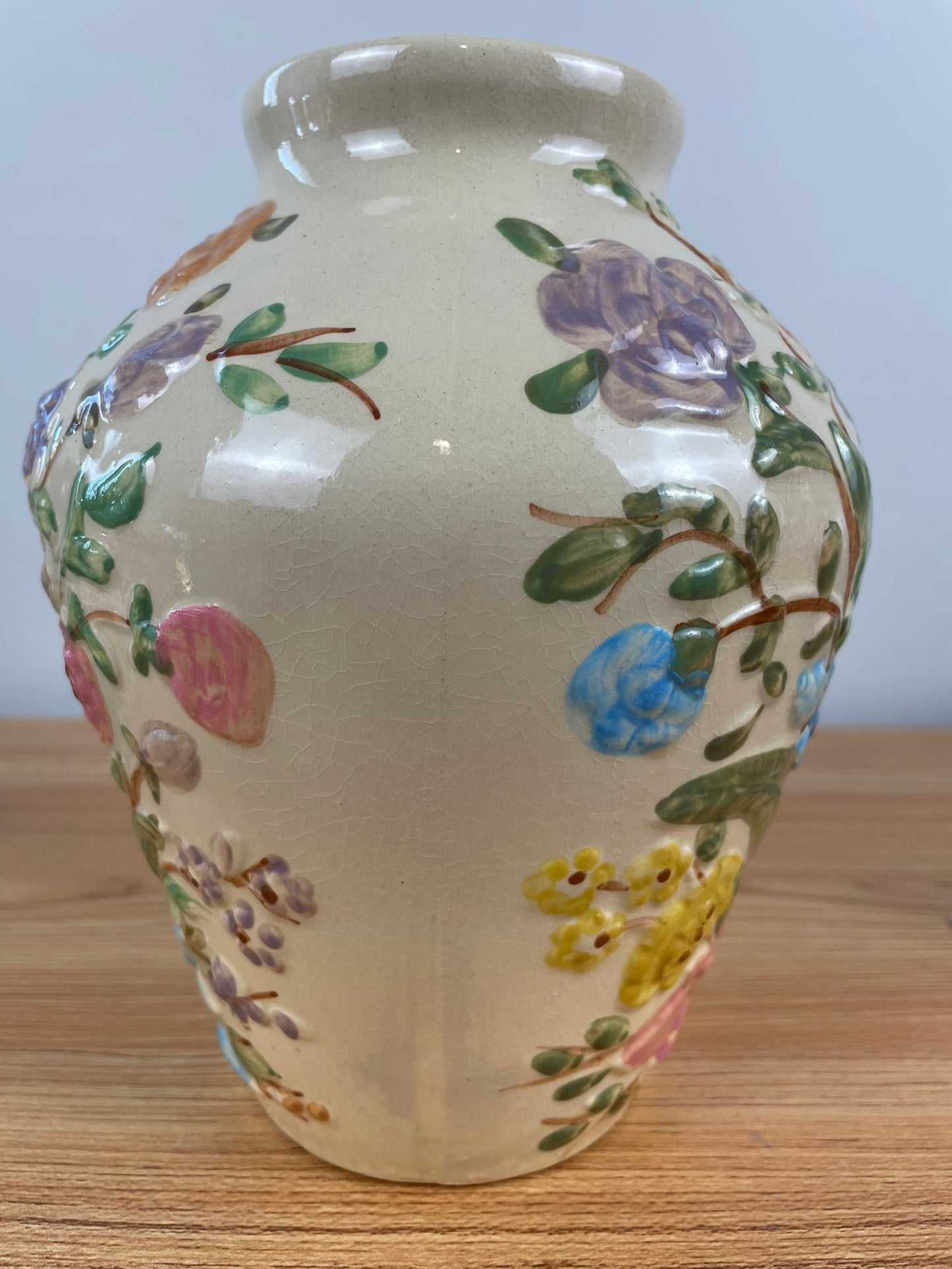 Dorothy Archer Rare Signed Robinson Ransbottom Lucia Oil Jar Floral Vase 8"
