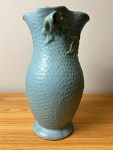 Weller Delsa Art Pottery Blue Dimpled Yellow Flower 13" Tall Vase