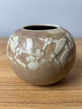 Rookwood 1935 Art Pottery Matte Brown White Leaves Berry Vase 6545