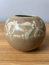 Rookwood 1935 Art Pottery Matte Brown White Leaves Berry Vase 6545