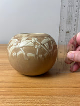 Rookwood 1935 Art Pottery Matte Brown White Leaves Berry Vase 6545