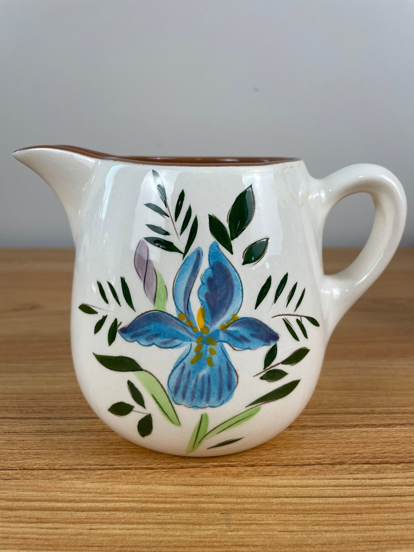 Stangl Pottery Country Garden Blue Iris Floral Half Pint Pitcher