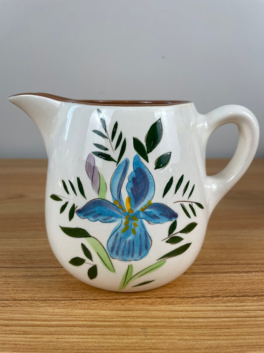 Stangl Pottery Country Garden Blue Iris Floral Half Pint Pitcher