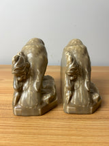 Rookwood 1929 Art Pottery Matte Brown Raven Bookends #2275