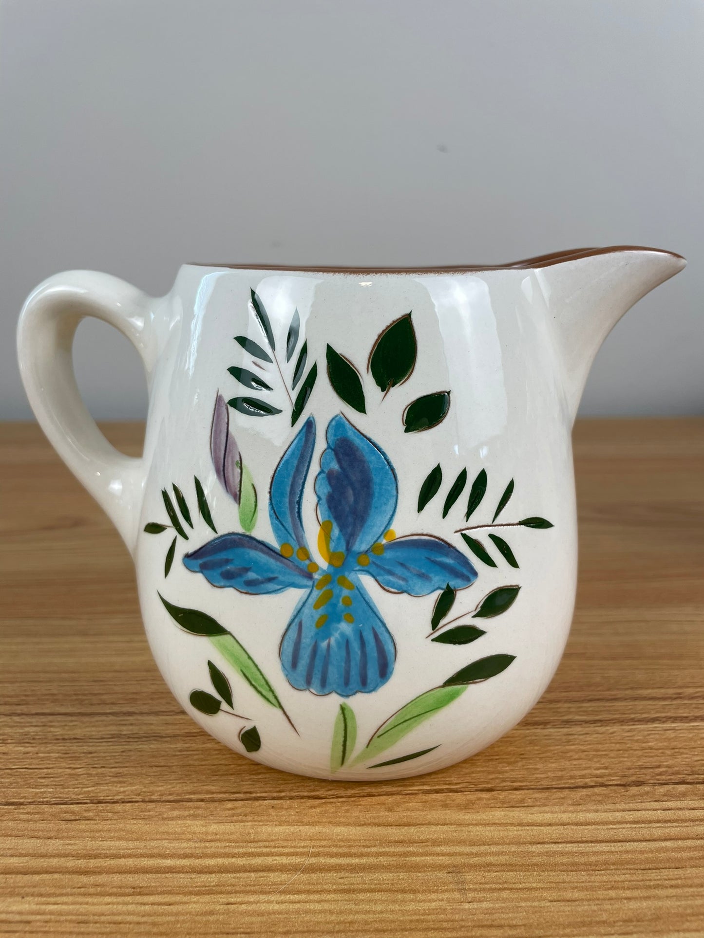 Stangl Pottery Country Garden Blue Iris Floral Half Pint Pitcher