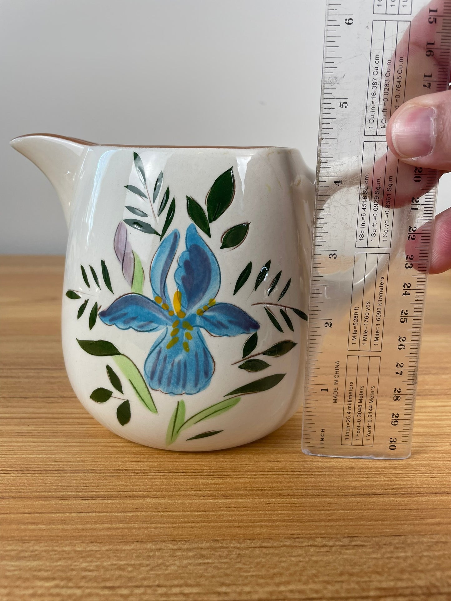 Stangl Pottery Country Garden Blue Iris Floral Half Pint Pitcher