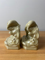 Rookwood 1955 Art Pottery Glossy Tan Engineering Society Raven Bookends #2275