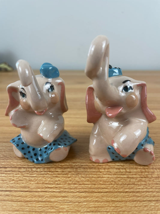 Ceramic Arts Studio 1940s/1950s Circus Elephants Sally Pete Salt Pepper Shakers