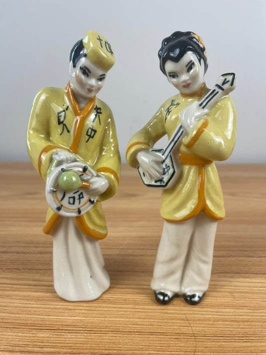 Vintage 1950’s Ceramic Arts Studio Couple Playing Guitar/Drum Figures Madison WI