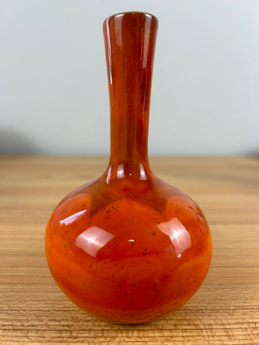 Polia Pillin Mid Century Orange Drip Glaze Bulbous Bud Vase