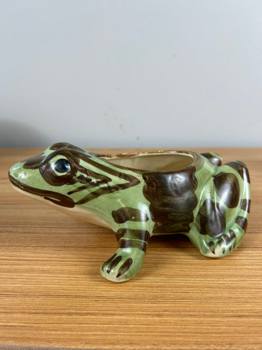 Brush McCoy Art Pottery Bull Frog Planter Dish Sponge Holder 8" Length