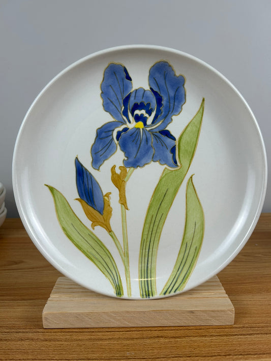 Metlox California Pottery Poppy Trail IRIS Flower 10" Dinner Plate RARE