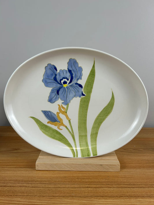 Metlox California Pottery Poppy Trail IRIS Flower 13" Oval Serving Platter