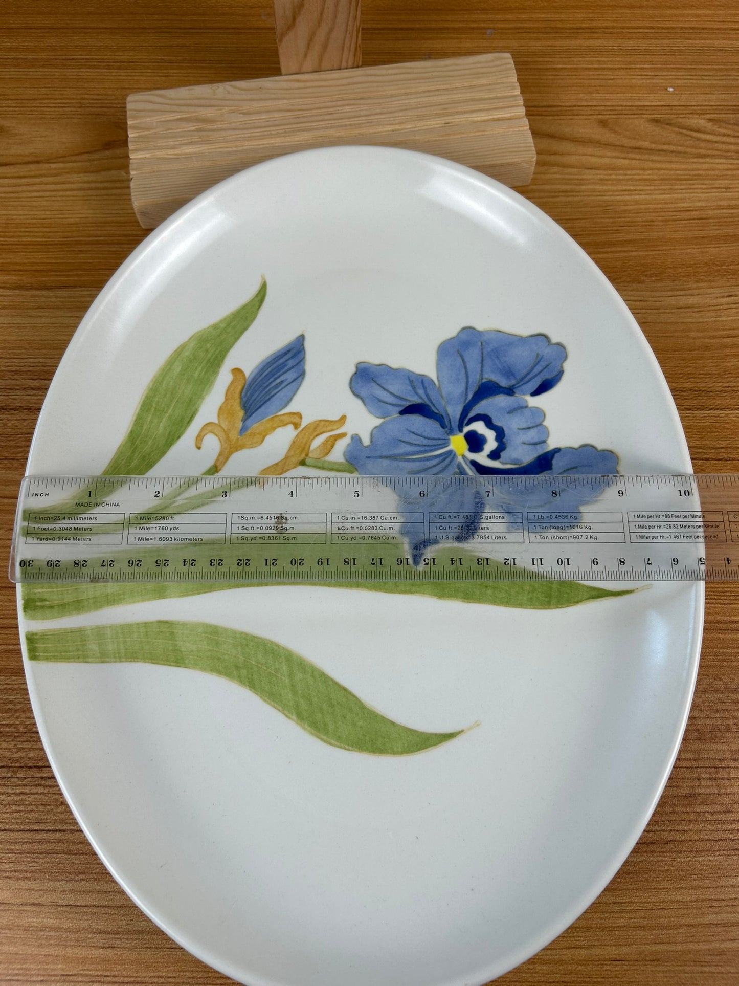 Metlox California Pottery Poppy Trail IRIS Flower 13" Oval Serving Platter