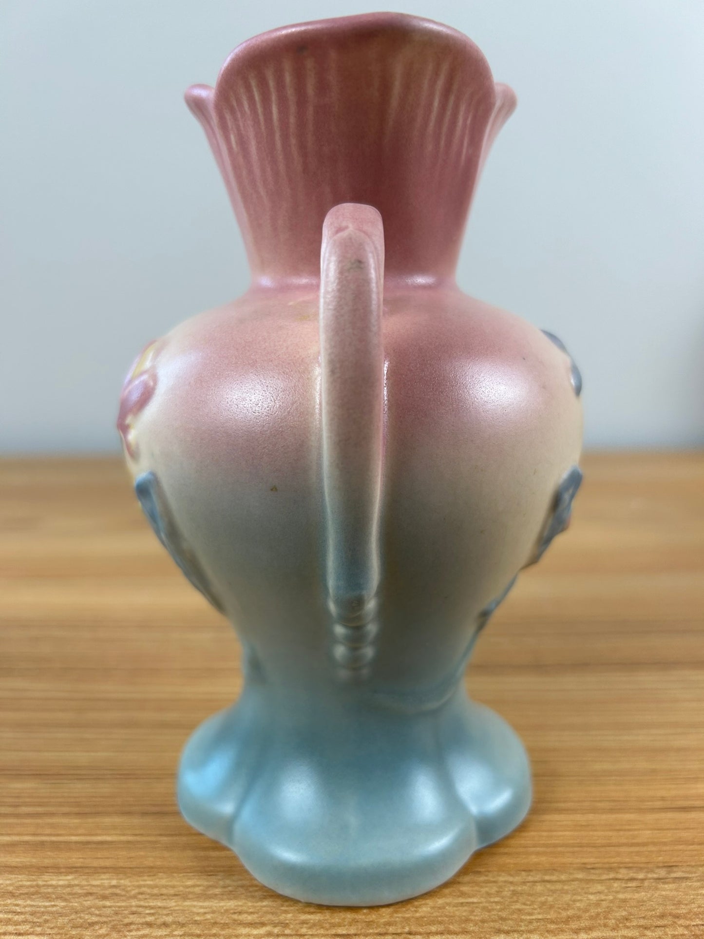 Hull Pottery Magnolia 4-6 1/4" Vase with Handles Pink and Blue USA
