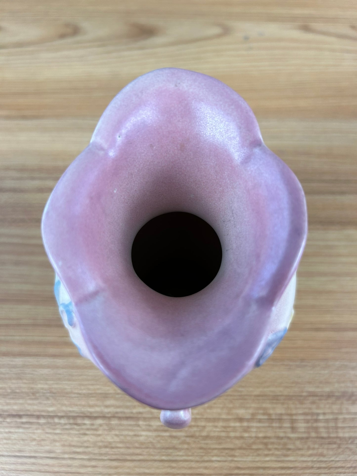 Hull Pottery Magnolia 4-6 1/4" Vase with Handles Pink and Blue USA