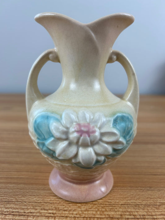 Hull Art Pottery Water Lily Vintage Double Handle Vase #L-2.