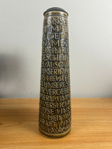 Reinhold Merkelbach German Pottery Lidded 14" Tankard With The Lords Prayer In Relief