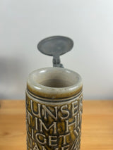 Reinhold Merkelbach German Pottery Lidded 14" Tankard With The Lords Prayer In Relief
