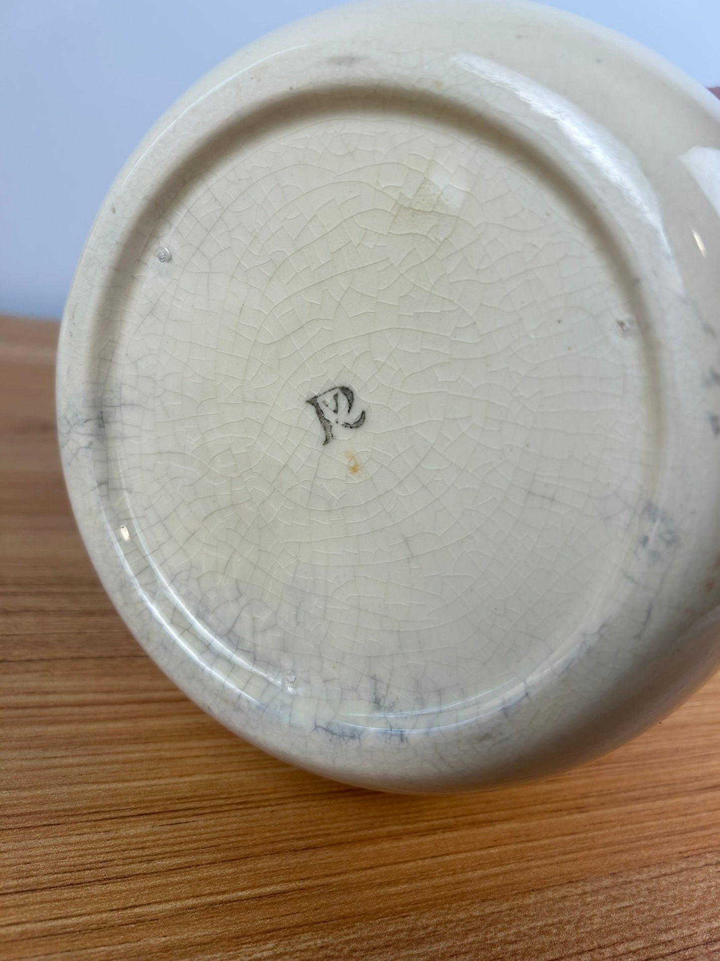 Antique Roseville Pottery USA Banded Pitcher Creamware, Orange & Black Creamer 7.5"