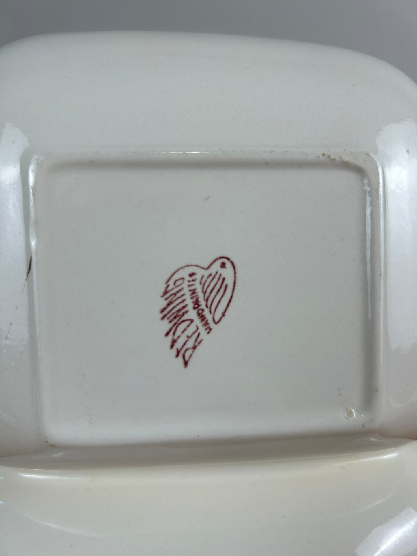 Redwing Zinnia Vegetable 2 Section Serving Dish 6.5" x 11" Hand Painted