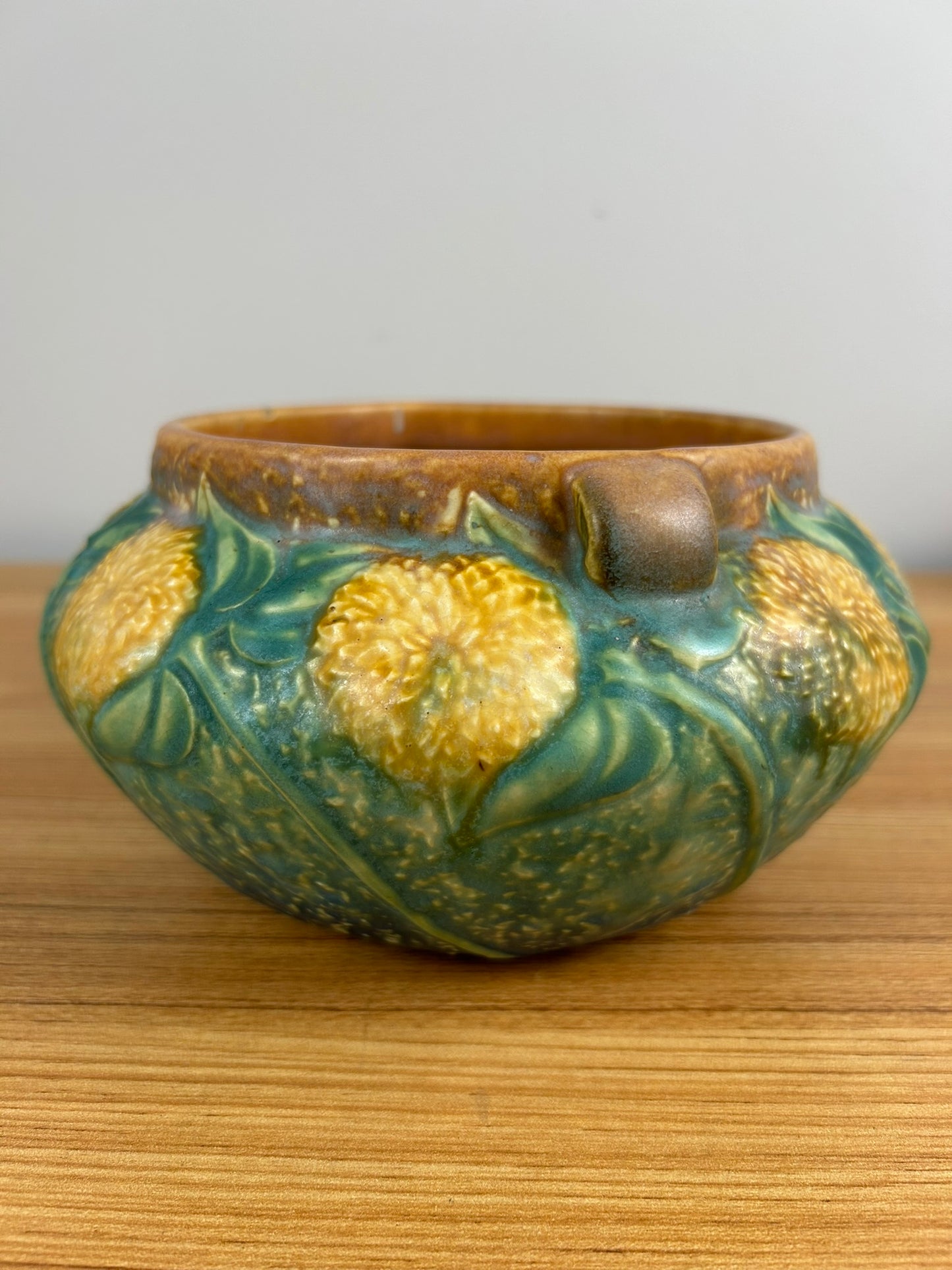 Roseville Sunflower 1930 Vintage Arts And Crafts Pottery Ceramic Bowl 208-5