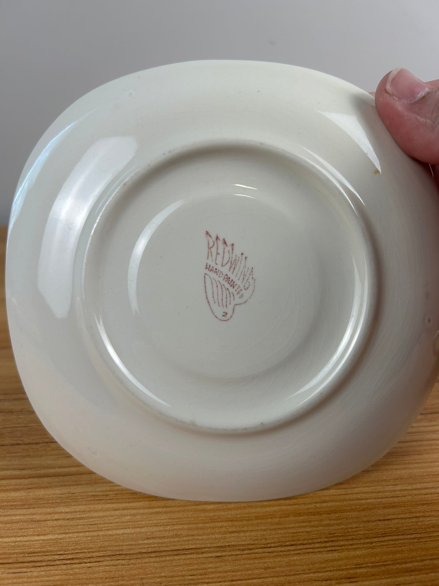 RED WING Art Pottery China 1947 ZINNIA Hand Painted Cup & Saucer