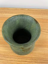 Vintage Matte Green Arts & Crafts Vase With Brown Glaze Areas 5.5" Tall