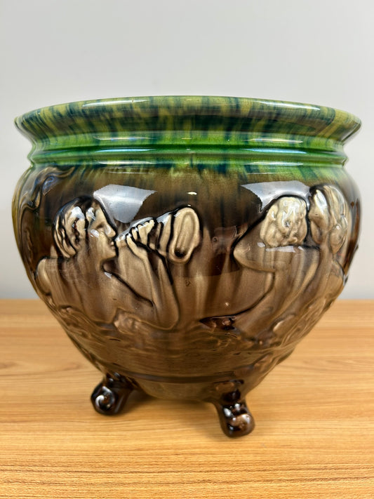 Weller Pottery Sea Sirens Large Footed Majolica Jardiniere Planter Art Nouveau Mermaid