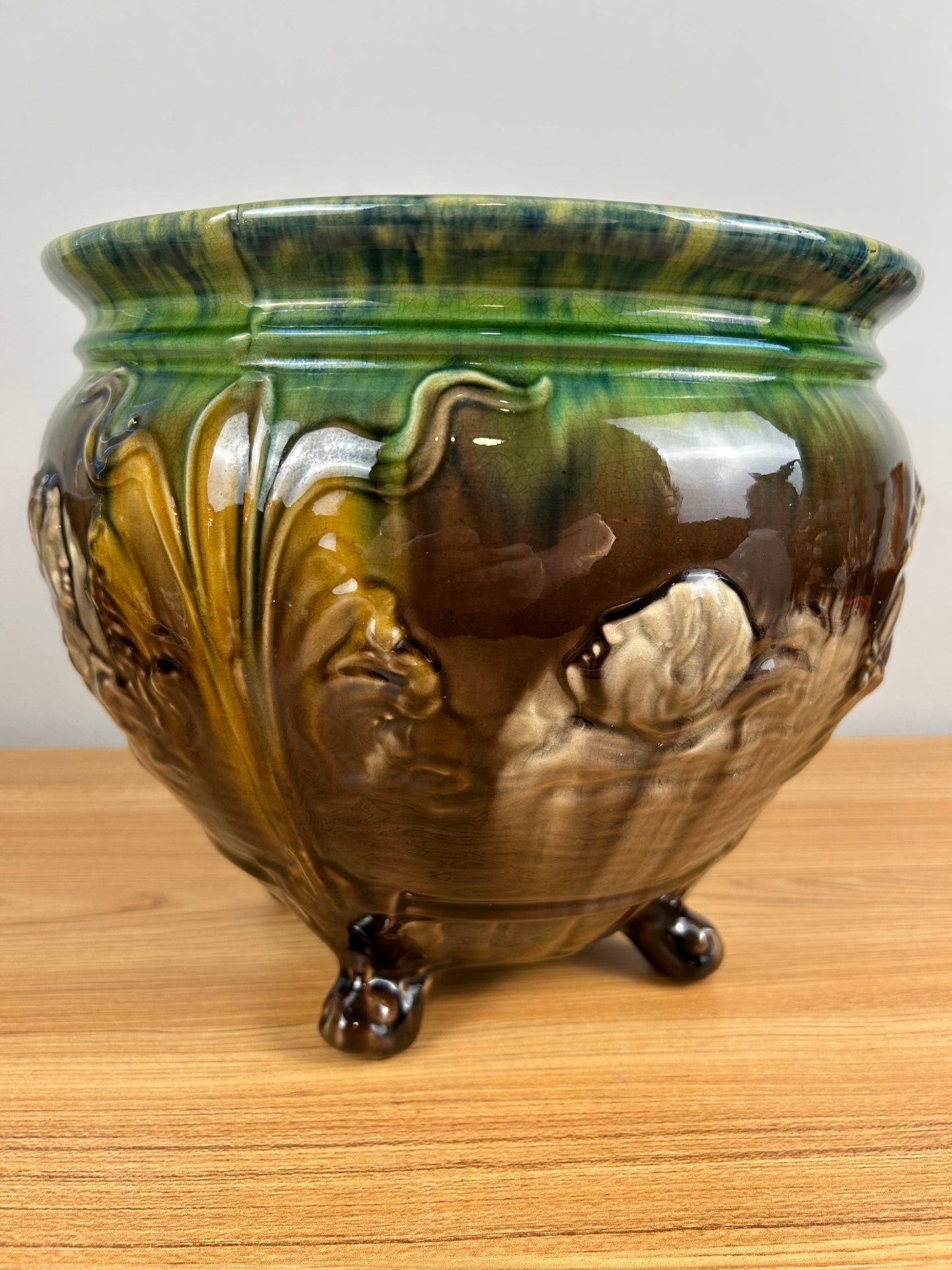 Weller Pottery Sea Sirens Large Footed Majolica Jardiniere Planter Art Nouveau Mermaid