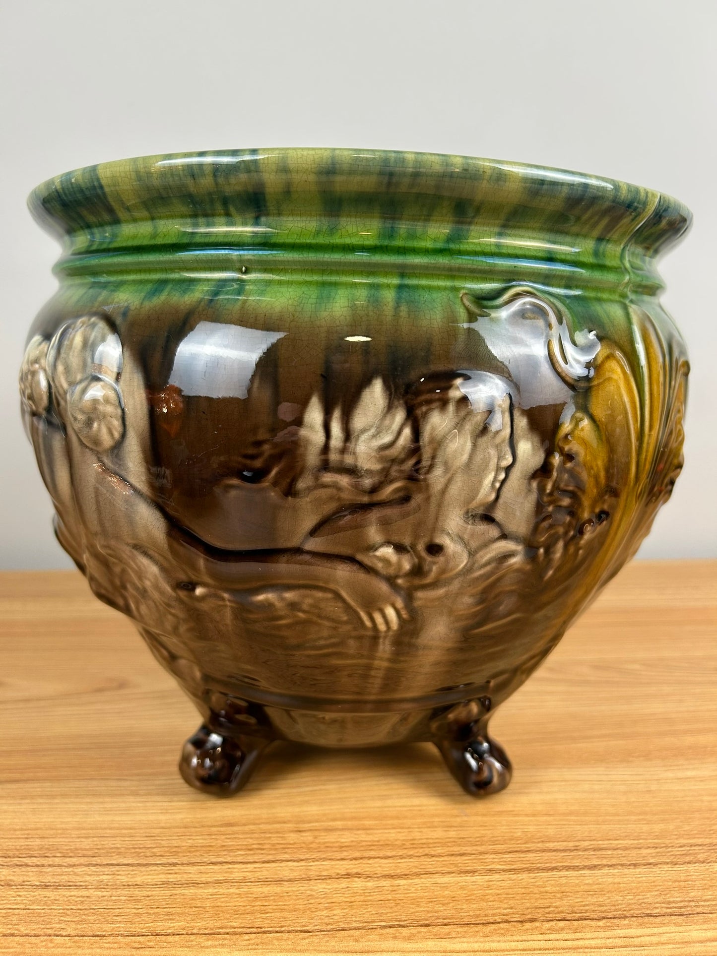 Weller Pottery Sea Sirens Large Footed Majolica Jardiniere Planter Art Nouveau Mermaid