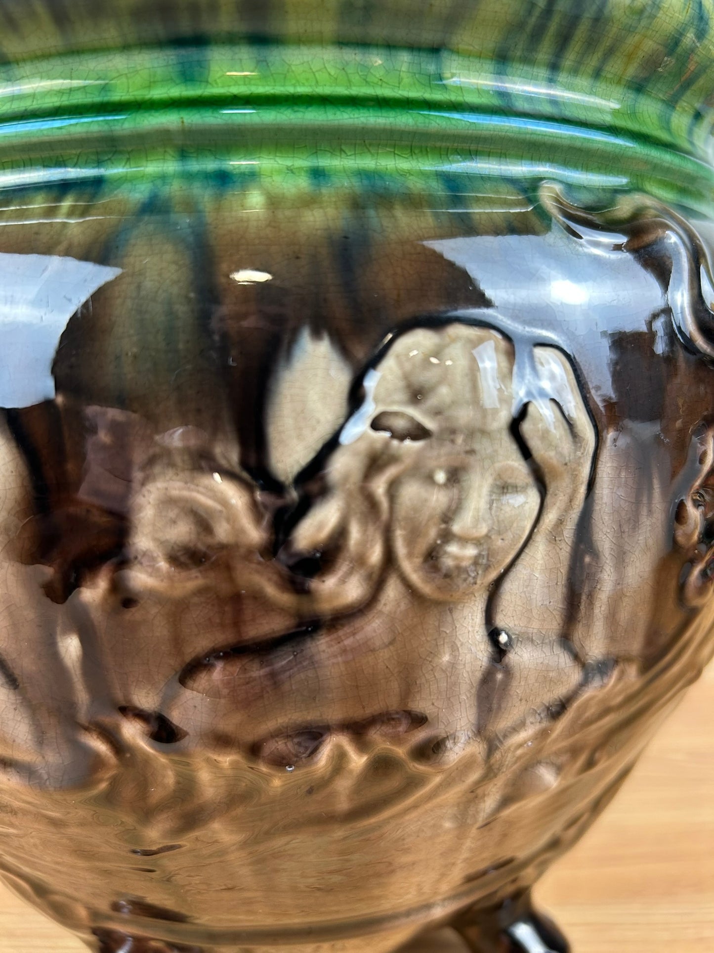 Weller Pottery Sea Sirens Large Footed Majolica Jardiniere Planter Art Nouveau Mermaid